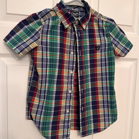 Chaps Easy Care Button Down Colorful Collared Shirt Size Boys 5 - Picture 1 of 3
